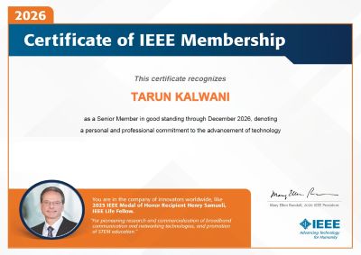 IEEE Senior Member certificate