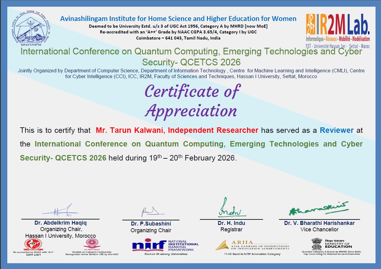 QCETCS reviewer recognition